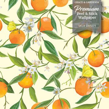 GW5071 Orange Blossoms Peel and Stick Wallpaper Roll