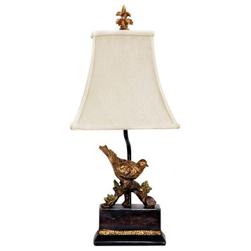 Elk Home Perching Robin Table Lamp, Black, Gold Leaf