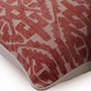 Red Throw Pillow Cover, Jacquard Moroccan Bohemian Silk, Tribal Love, 18"x18"