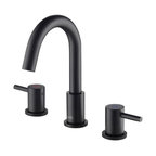 Circular Widespread Sink Faucet With Pop Up Drain, Matte Black
