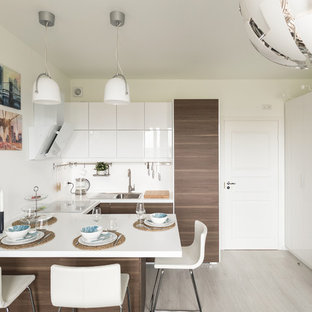 75 Beautiful Laminate Floor Kitchen With Dark Wood Cabinets