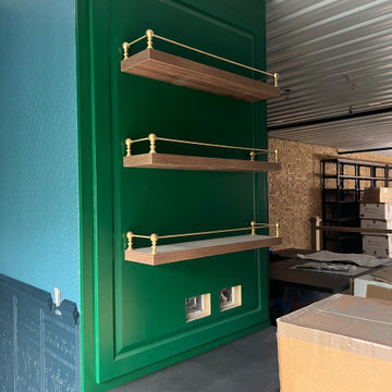 Custom London Underground Themed Kitchen & Powder Room | Mezzanine Level