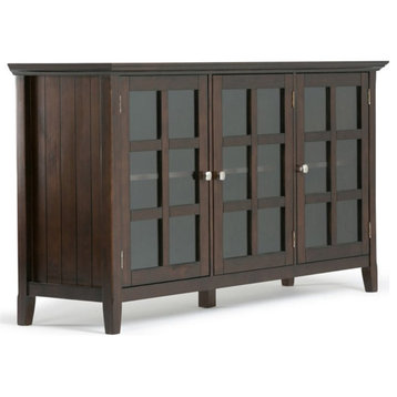 Maklaine 3 Doors Transitional Solid Wood Cabinet in Brunette Brown
