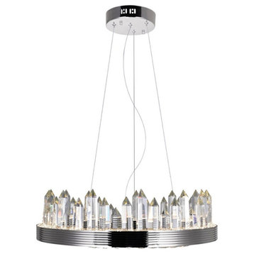 CWI Lighting Agassiz Contemporary Metal LED Chandelier in Polished Nickel