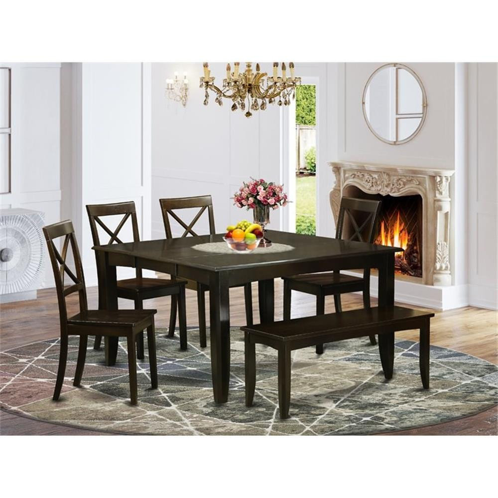 East West Furniture Parfait 6-piece Dining Room Set with Bench in ...