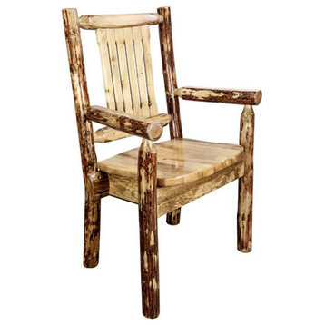 Montana Woodworks Glacier Country Solid Wood Captain's Chair in Brown