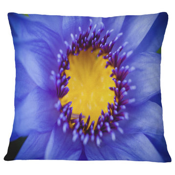 Blue Lotus Close Up Watercolor Flowers Throw Pillowwork, 18"x18"