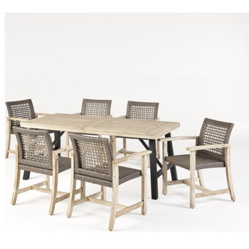 Monterey 6 Seater Outdoor Acacia Wood and Wicker Dining Set