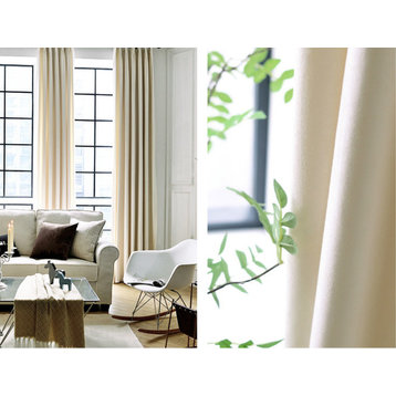 Luxury Velvet Curtain Panels, White, Set of 2, Pinch Pleats 50"x84"