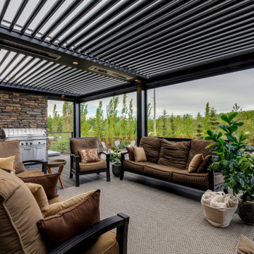 Enclosed StruXure Adjustable Pergola Outdoor Sitting Area with Lights & Heaters