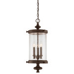Savoy House - Palmer Outdoor Hanging Lantern, 25" - Make your home stand out with elegant outdoor lighting from Savoy House's Palmer collection. Clear seeded glass shades create drama and the walnut patina finish adds boldness.