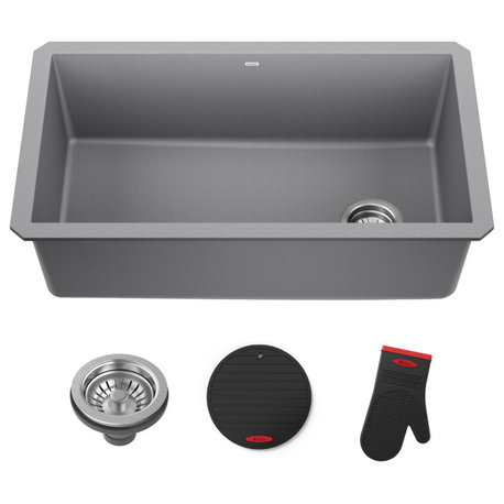 Forteza 32" Undermount Granite Composite 1-Bowl Kitchen Sink, Grey