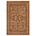 Bareens Designer Rugs - Oriental Ziegler Charity Green Brown Hand-Knotted Wool Rug- 8'2'' x 10'1'' - Enhance the ambiance of your home with this magnificent Persian-influenced Turkish hand-knotted rug made by skilled artisans capable of creating the most exceptional vegetable dyes and hand-spun wool. This exquisite handmade rug is a one-of-a-kind Peshawar Kafkaz, otherwise identified as Chobi, Chobi Peshawar, Oushak, or Ziegler rug. These handmade rugs are crafted in Pakistan utilizing superior-quality wool imported from Australia, New Zealand, and Korea in two types of weaves: the Persian weave and the Mori weave. This rug is meticulously crafted by hand using the finest natural vegetable dyes extracted from local plants. The artisans use a blend of hand-spun local and fine merino wool, resulting in a rug with a compelling texture, higher lanolin content, and longer staple. The artisans occasionally incorporate natural or artificial silk into the pile to enhance specific motifs. The finished product is an awe-inspiring execution of flawless design and an understated palette that exudes elegance.