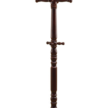 Cherry Solid Wood Finish Coat Rack With Triple Tiered Coat Stand