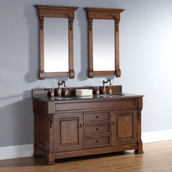 60 inch Country Oak Double Bathroom Vanity Optional Countertops - Bathroom Vanities And Sink Consoles