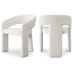 Meridian Furniture - Rendition Plush Fabric Upholstered Dining Chair, Cream, Set of 2 - Make guests do a double take when you seat them in this fabulous Rendition fabric dining chair. This lovely chair is as eye-catching as it is modish and fun, with a curved back that supports your body so you can relax and unwind while you dine. Soft cream plush fabric is welcoming and soft, and a frame made from iron retains impeccable durability to hold up to long-term use.