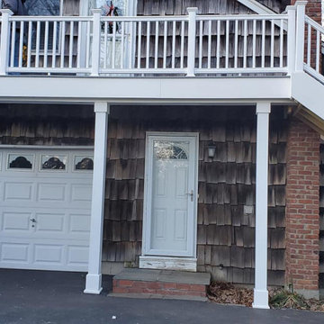 Awesome "Trex Enhanced" (foggy Warf) Second Floor Deck with Azek Boarder