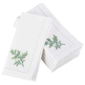Embroidered Rosemary Hemstitched Trim Border Napkin, Set of 4, Dill