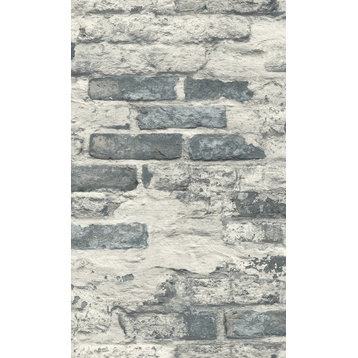 Concrete Brick Effect Wallpaper, Grey & White, Sample