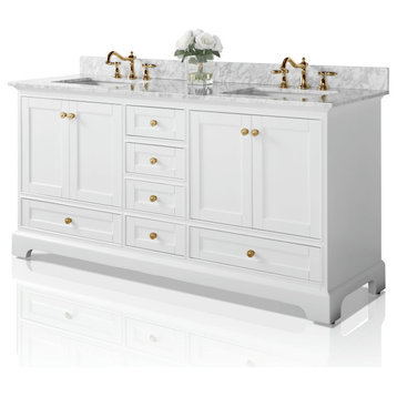 Audrey 72 in. Bath Vanity Set in White with Gold Hardware
