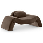 Meridian Furniture - Austin Upholstered Chair, Brown, Velvet, Accent Chair - Dare to be different with the Austin brown velvet accent chair. Its avant-garde design and luxurious velvet upholstery offer a truly unexpected seating experience. The chair is a modern marvel that redefines comfort and style with its innovative design to create a truly unforgettable piece.