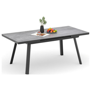 Modern Patio Dining Table, Large Top With Extendable Function, Gray/59"-75"