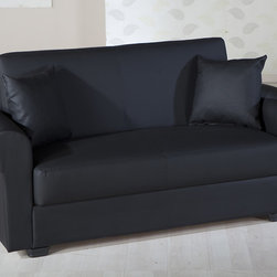 Floris Loveseat In Escudo Black PU - Loveseats