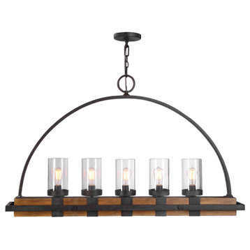 Uttermost's Atwood 5-Light Rustic Linear Chandelier Designed by Kalizma Home