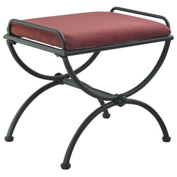 Pemberly Row Iron Vanity Bench in Red Wine