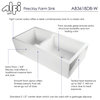 AB3618DB-W  36" White Smooth Apron Thick Wall Fireclay Double Bowl Farm Sink