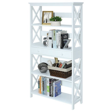 Convenience Concepts Oxford 5 Tier Bookcase with Drawer, White