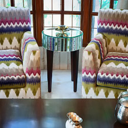 Metaphor | Round Mirrored Table on Wooden Legs - Side Tables And End Tables