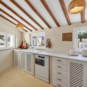 Kitchen with Lattice Cabinet Fronts