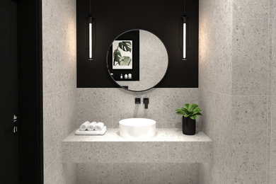 ミュンヘンにあるインダストリアルスタイルのおしゃれなトイレ・洗面所の写真