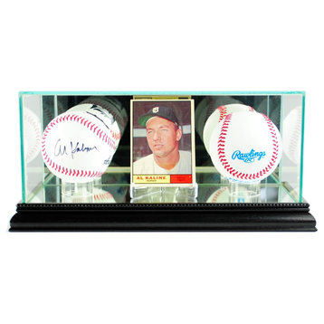 Card and Double Basball Display Case, Black