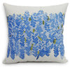 Flower Bell Floral Decorative Outdoor Pillow, Blue, 16"