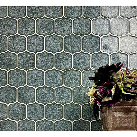 Classical Lantern Lapis Blue 11" x 12" Ornate Waterjet Mosaic Tile, Set of 11