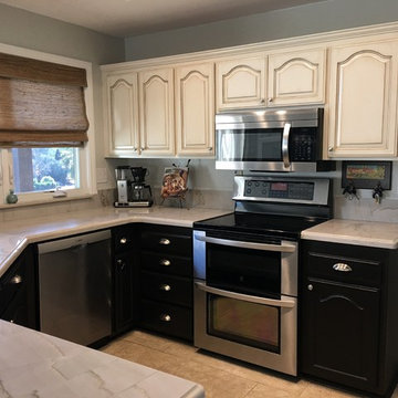 Expresso and creme shabby chic kitchen cabinets