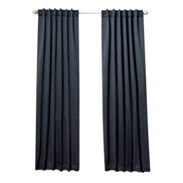 Solid Thermal Blackout Curtain Panels, Black, 108", Set of 2