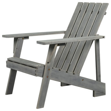 Irving Outdoor Patio Modern Acacia Wood Adirondack Chair, Gray