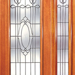 Single Door with One Sidelite, Full Lite Twin Flower Design Glass - Front Doors