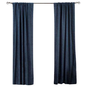 Lined-Navy Blue Rod Pocket  Velvet Curtain / Drape / Panel   -80W x 84L -Piece