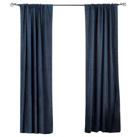 Navy Blue Rod Pocket  Velvet Curtain / Drape / Panel   - 43W x 63L - Piece