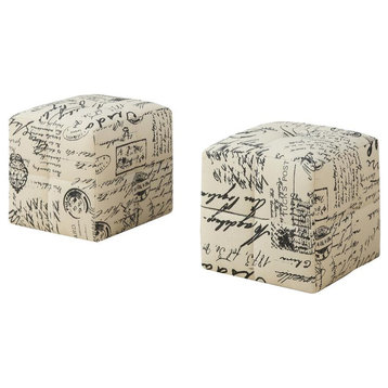 Children'S Cube-Shaped Biscuit-Tufted Pouf - Set Of 2