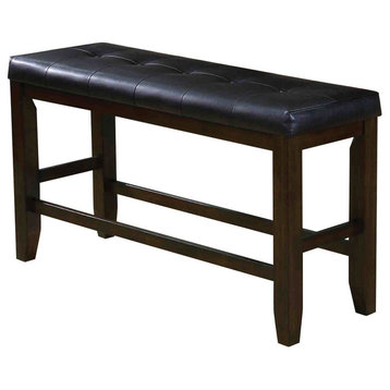 Benzara BM163024 Comfy Wooden Counter Height Bench, Black & Espresso Brown