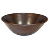 12" Rustic Round Copper Vessel Bathroom Sink, Perfect for Small Spaces, Lift & T