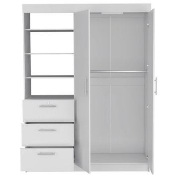 Laurel 3-Tier Shelf and Drawers Armoire, White
