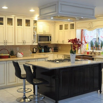 Traditional Antique Ivory/Walnut Two Tone Solid-wood kitchen.