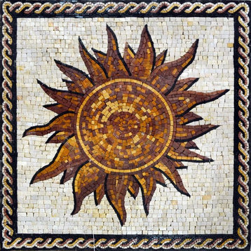 "Solarra" Geometric Sun Mosaic, 24"x24"