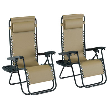 Set of 2 Zero Gravity Chairs Patio Furniture Folding Anti-Gravity Recliners
